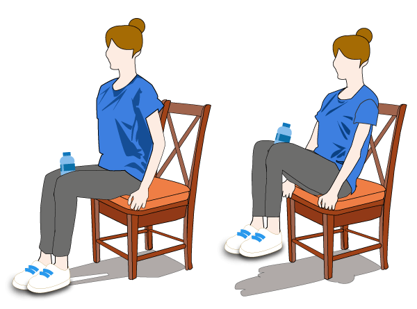 内ももでペットボトルを挟む運動のイラスト